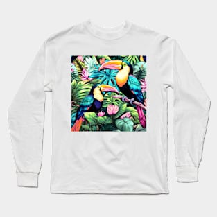 Tropical Toucans with Flowers Long Sleeve T-Shirt